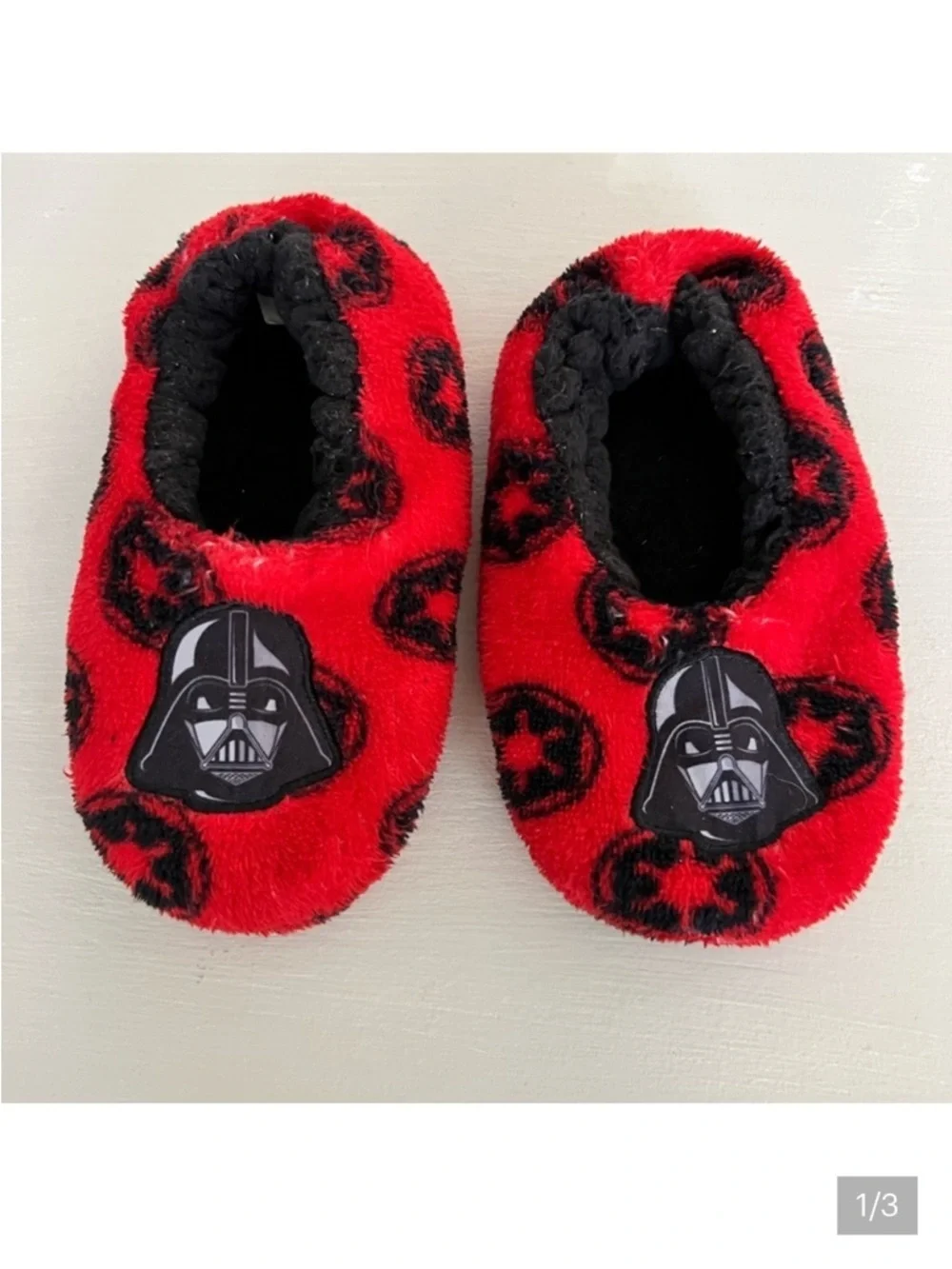 Star Wars Darth Vader Plush Slippers Kids Red & Black Size 8” Length